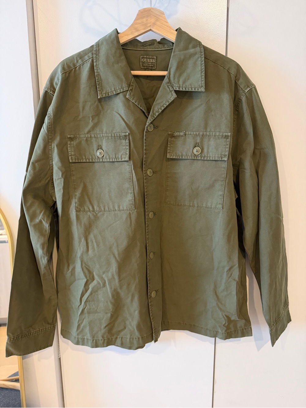 GUESS Men's Olive Green Military Field Jacket